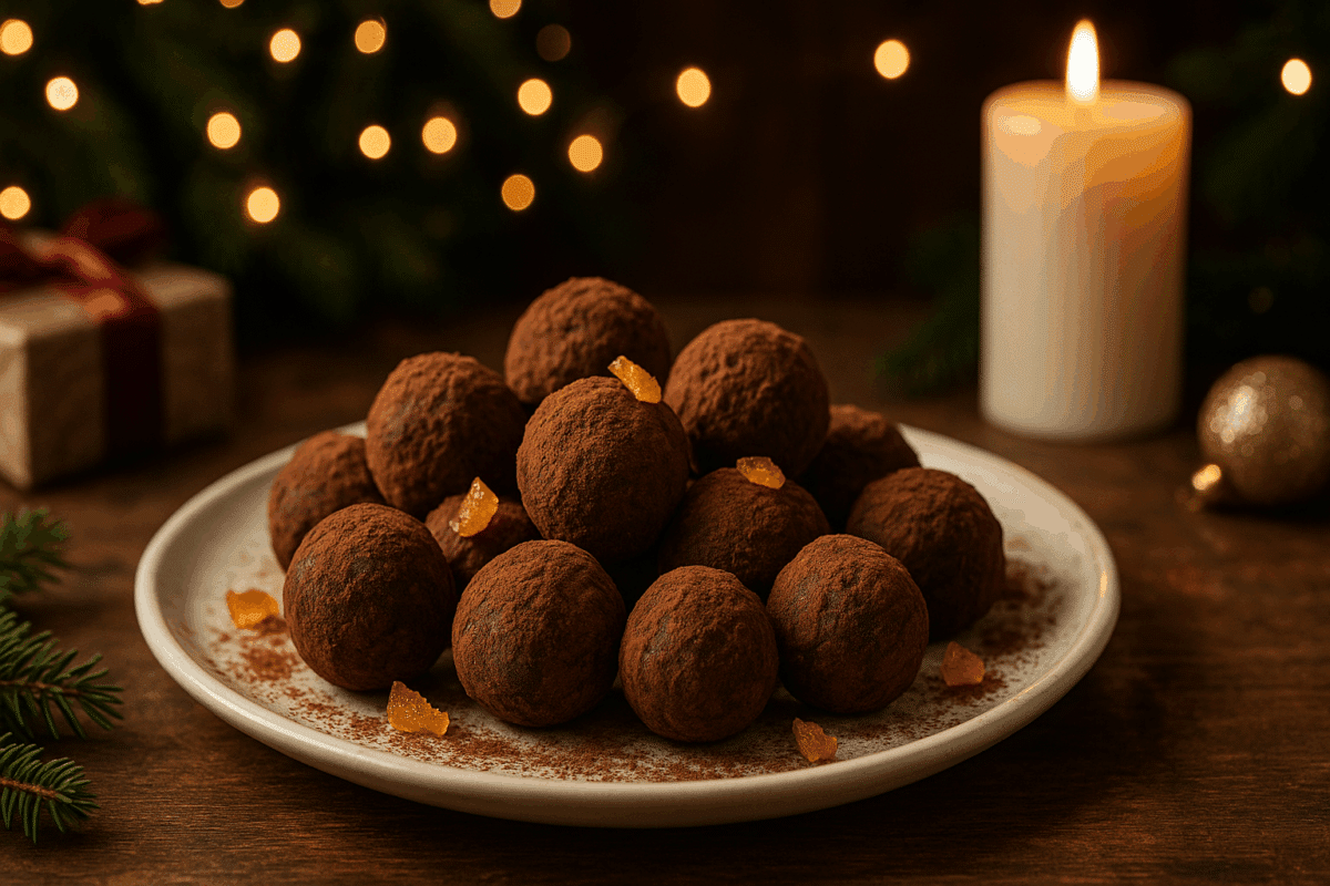 Truffes au chocolat noir et à l’orange confite
