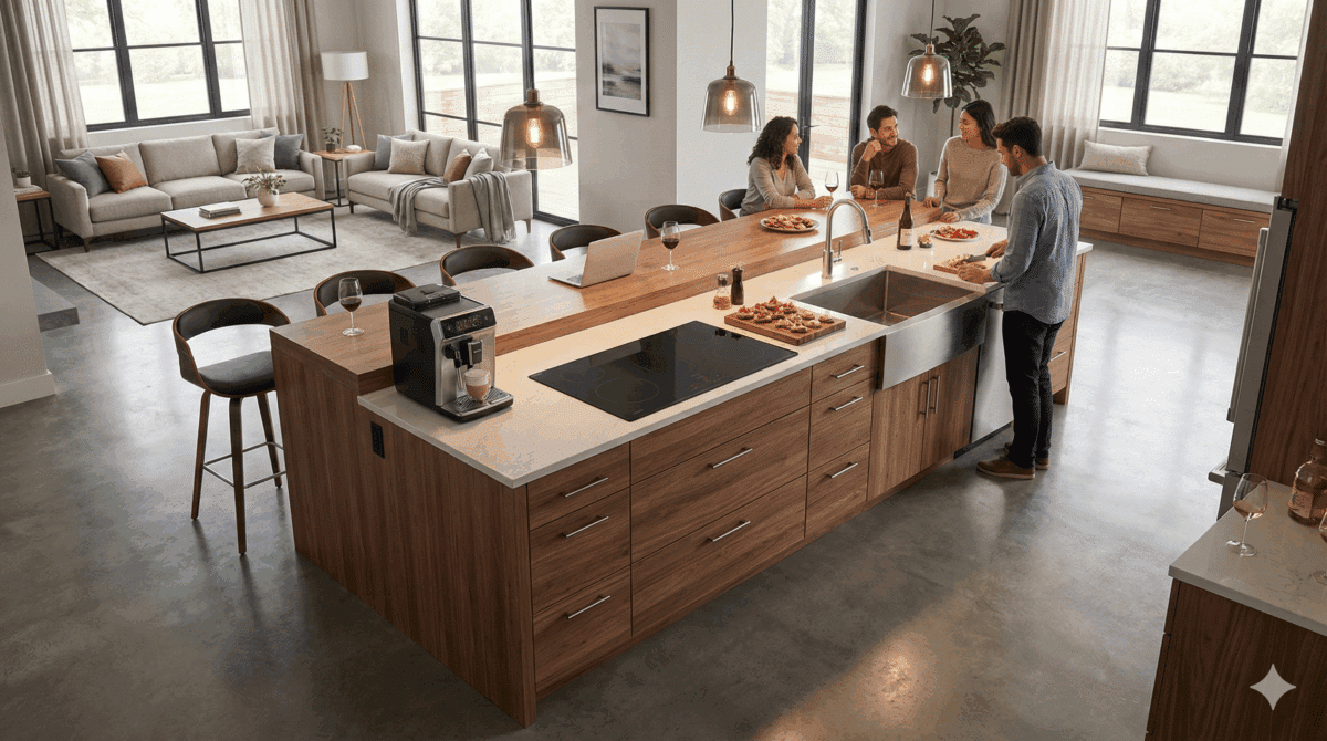 L’îlot central : le cœur convivial de la cuisine moderne