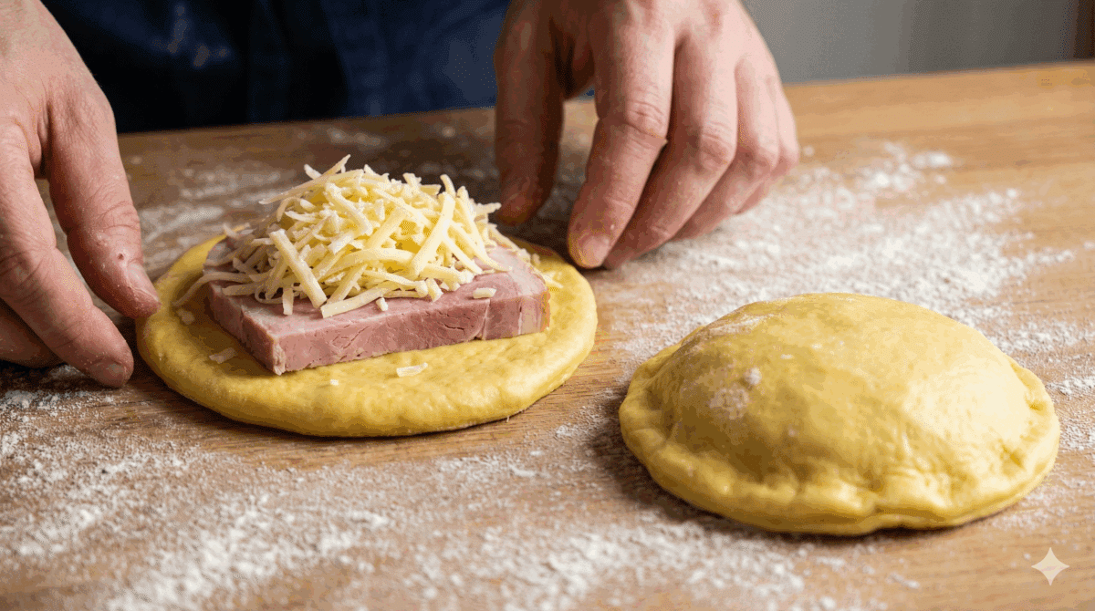 Façonner les gaufres garnies comme des croques