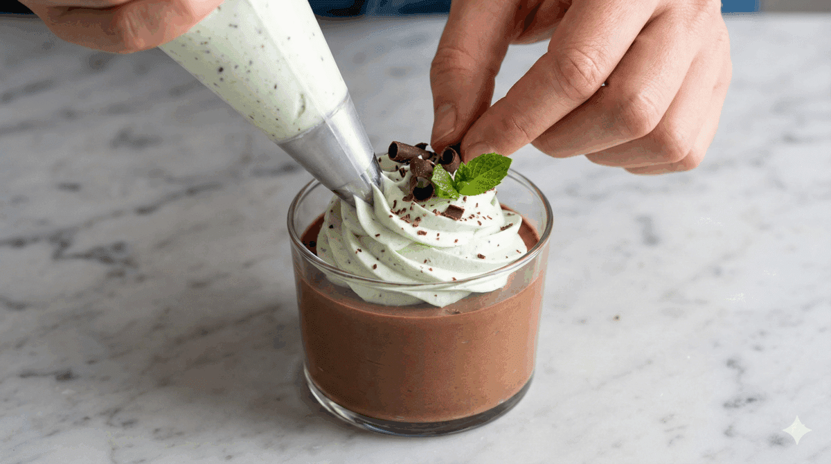 Crème à la menthe et finition ultra gourmande