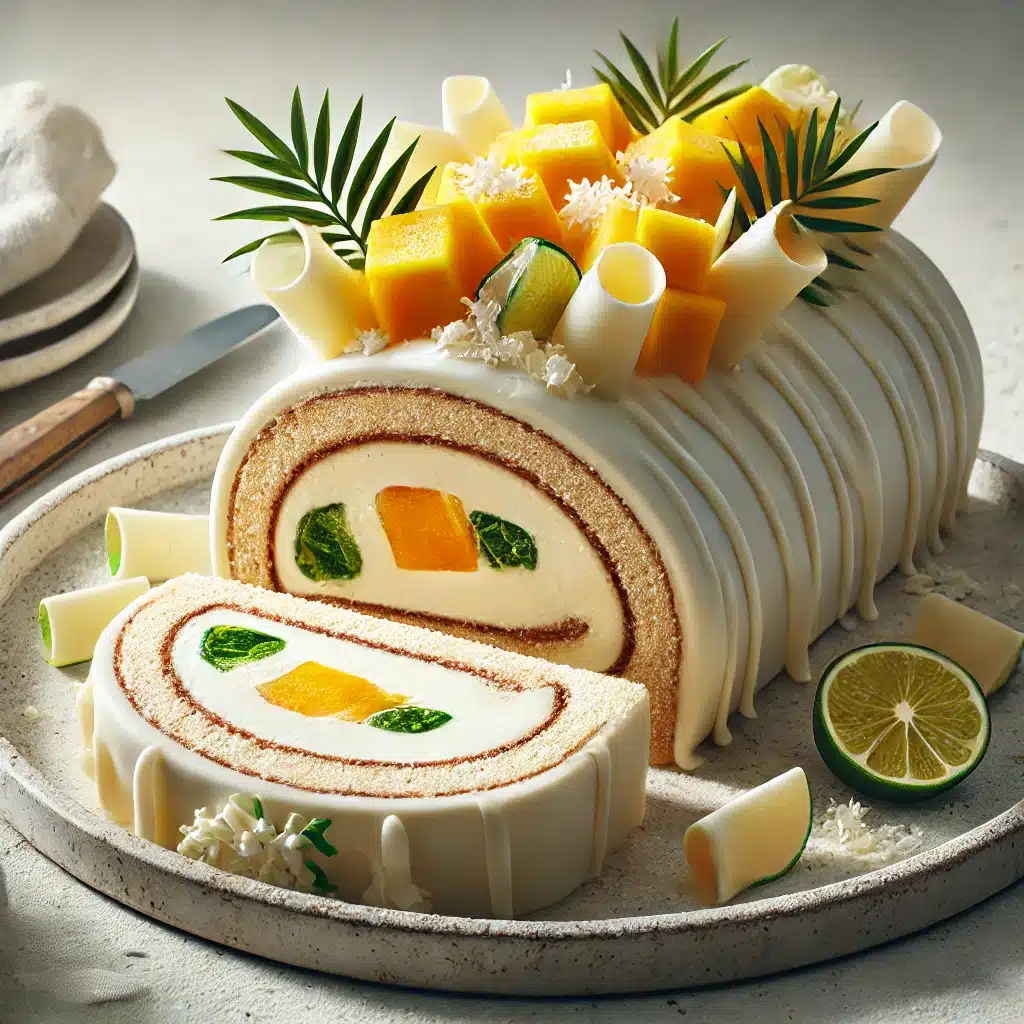 Menu de Noël : Bûche tropicale au chocolat blanc