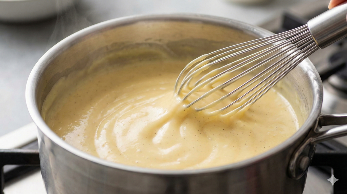 Préparer la crème pâtissière à la vanille