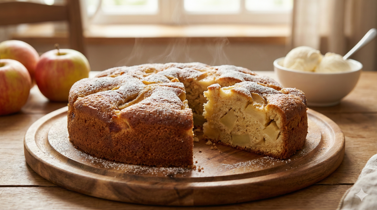 Cuisson et dégustation de ce gâteau aux pommes