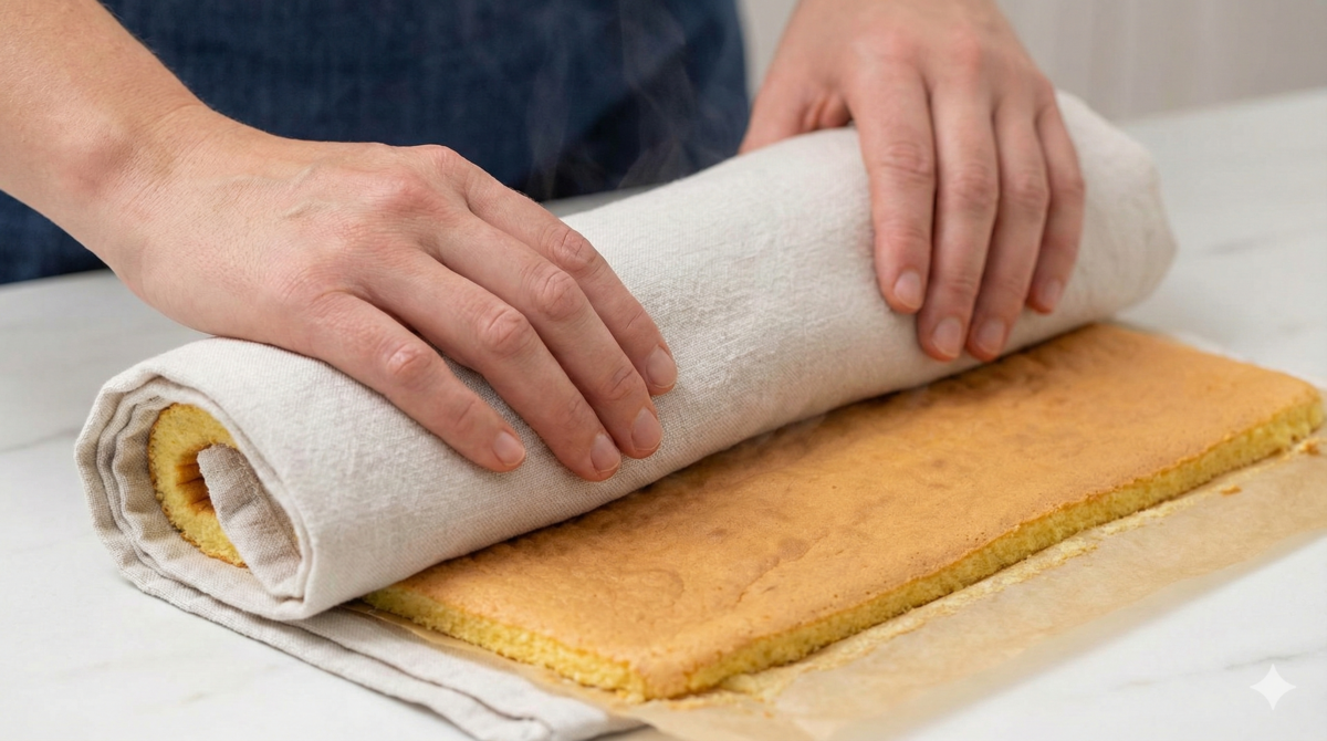 Rouler la génoise à chaud