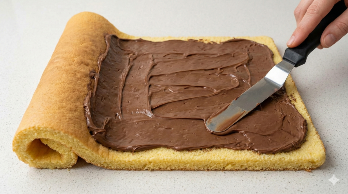 Garnir et former le gâteau roulé