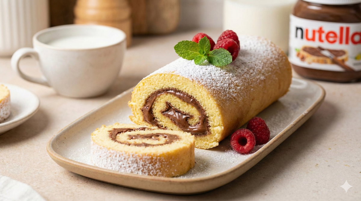 Ce gâteau roulé au Nutella ou à la confiture a tout du dessert d’enfance : simple, moelleux, et impossible d’en manger une seule tranche