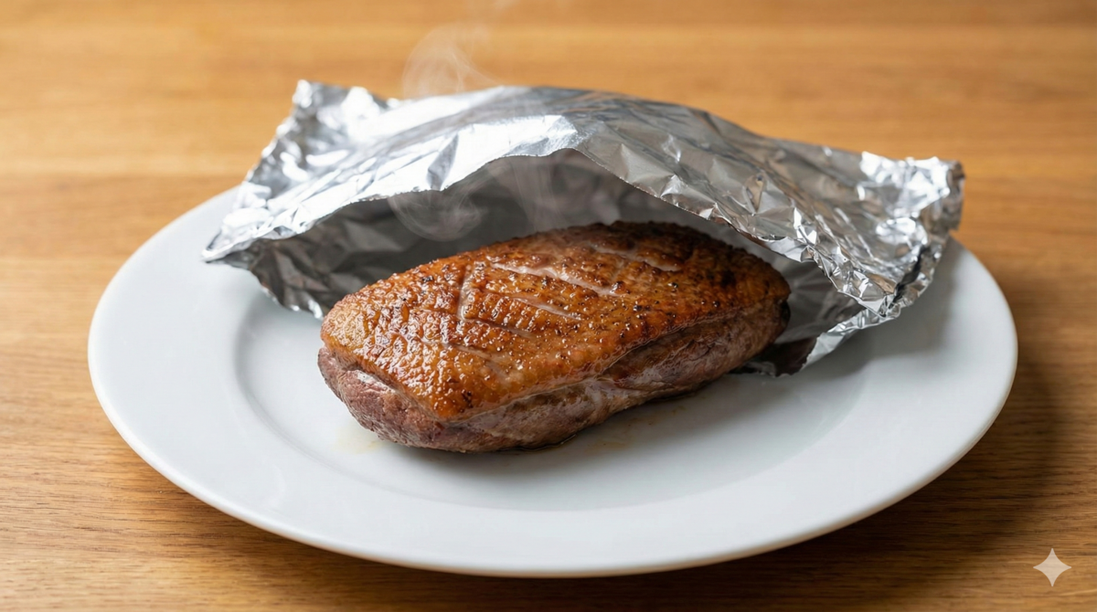 Saisir le magret de canard côté chair et laisser reposer