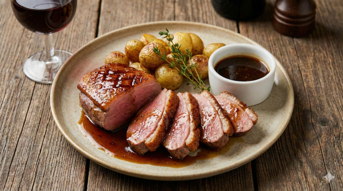 Ce magret de canard au miel et vinaigre balsamique est tellement fondant qu’on oublie complètement le resto
