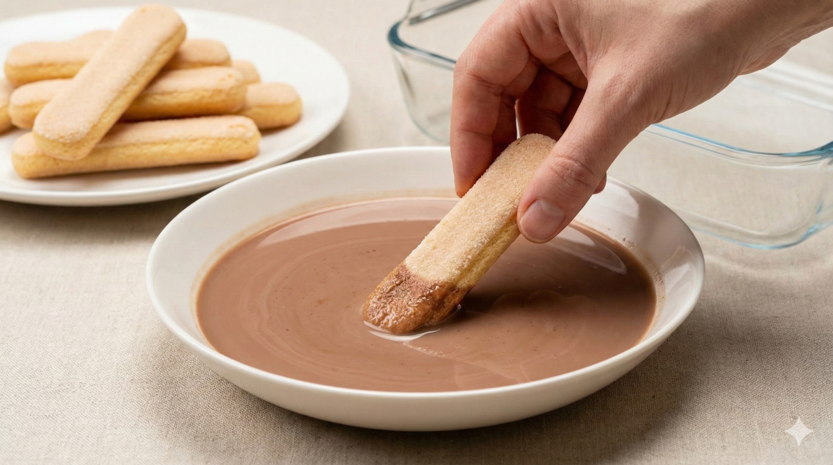 Imbiber les biscuits au lait chocolaté