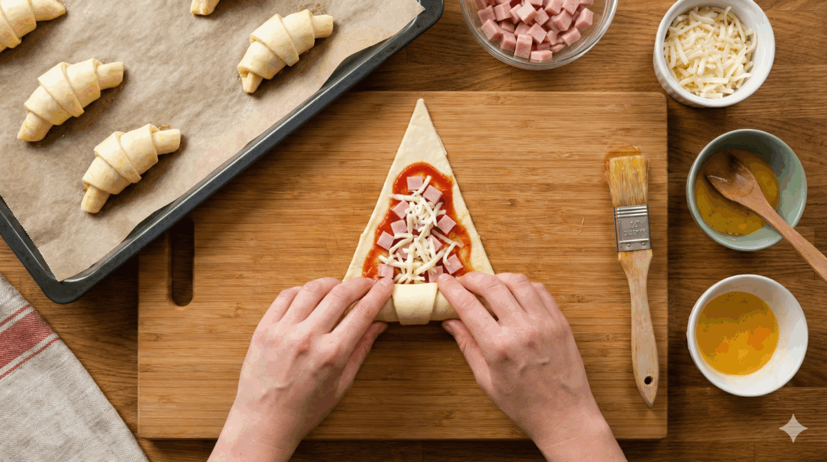 Rouler les mini croissants