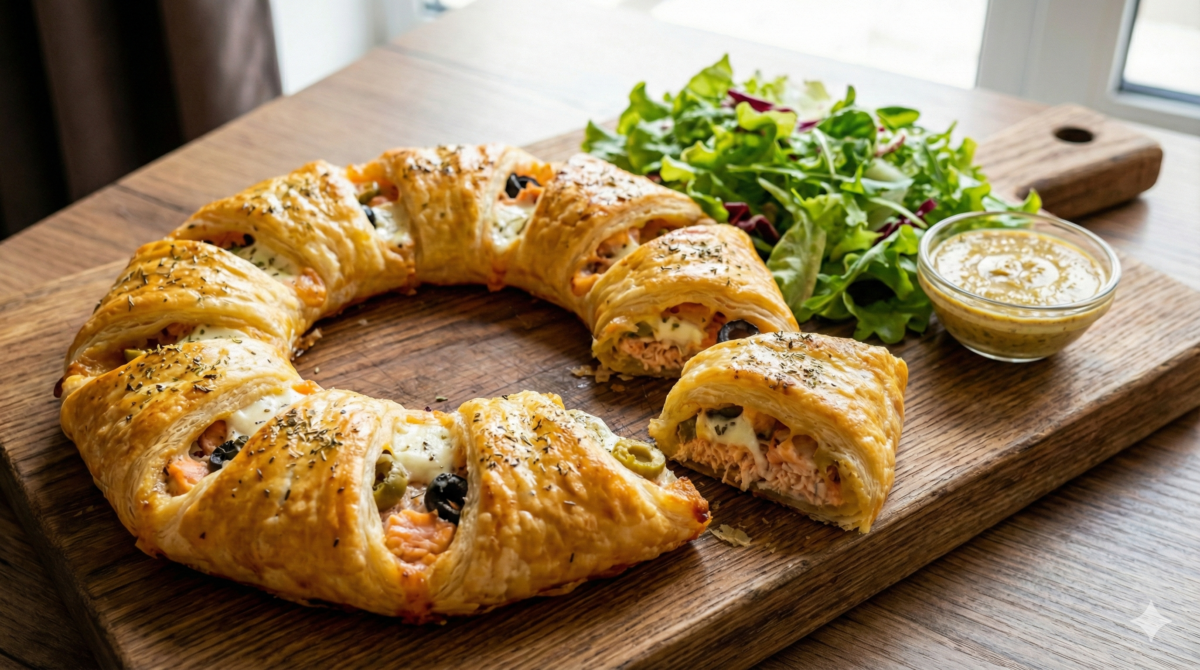 Cette couronne feuilletée saumon-moutarde est devenue ma recette star pour Noël et le réveillon