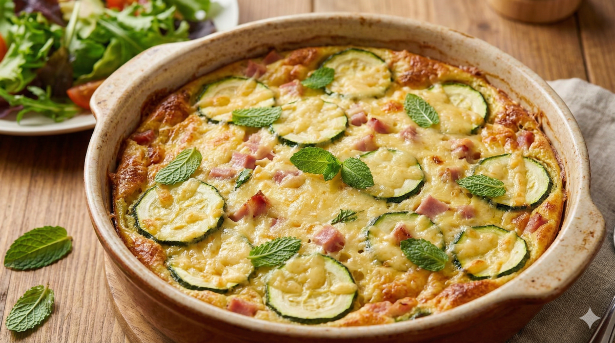 clafoutis de courgettes jambon & menthe