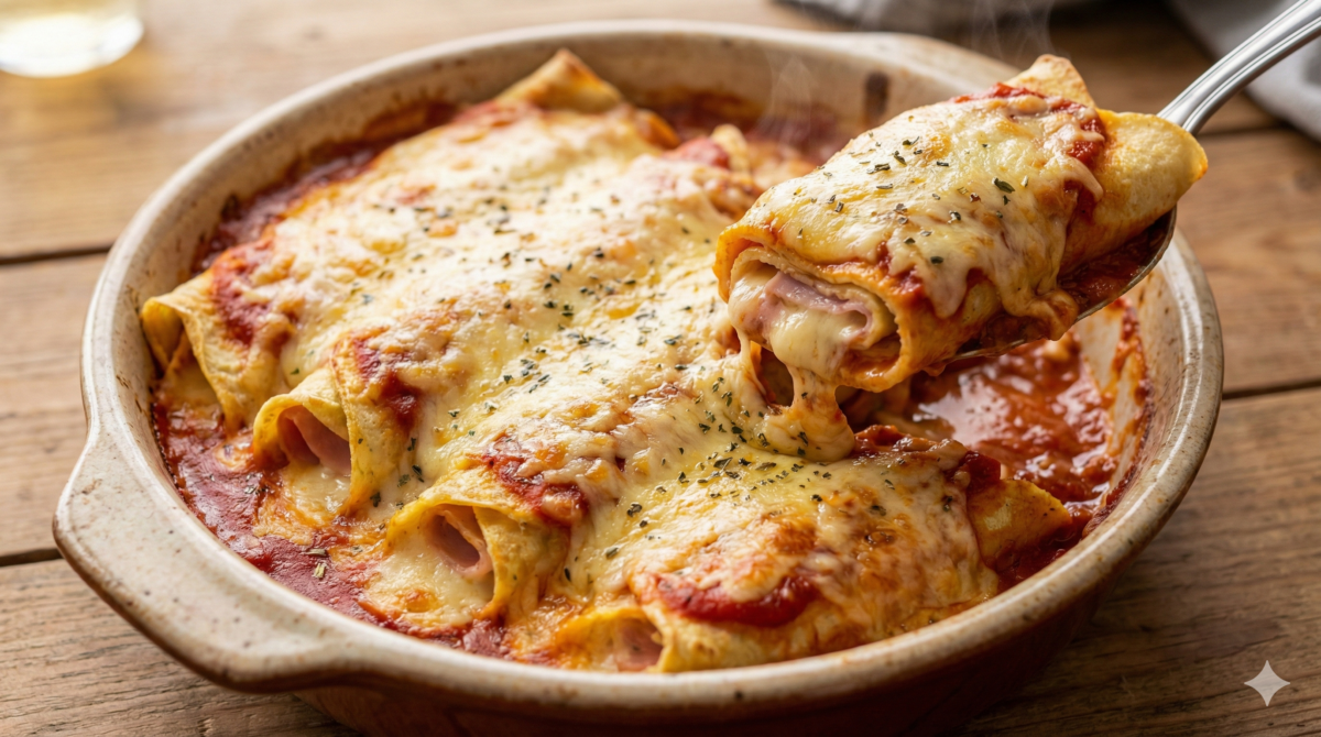 Crêpes roulées jambon-fromage gratinées au four : le dîner trop simple