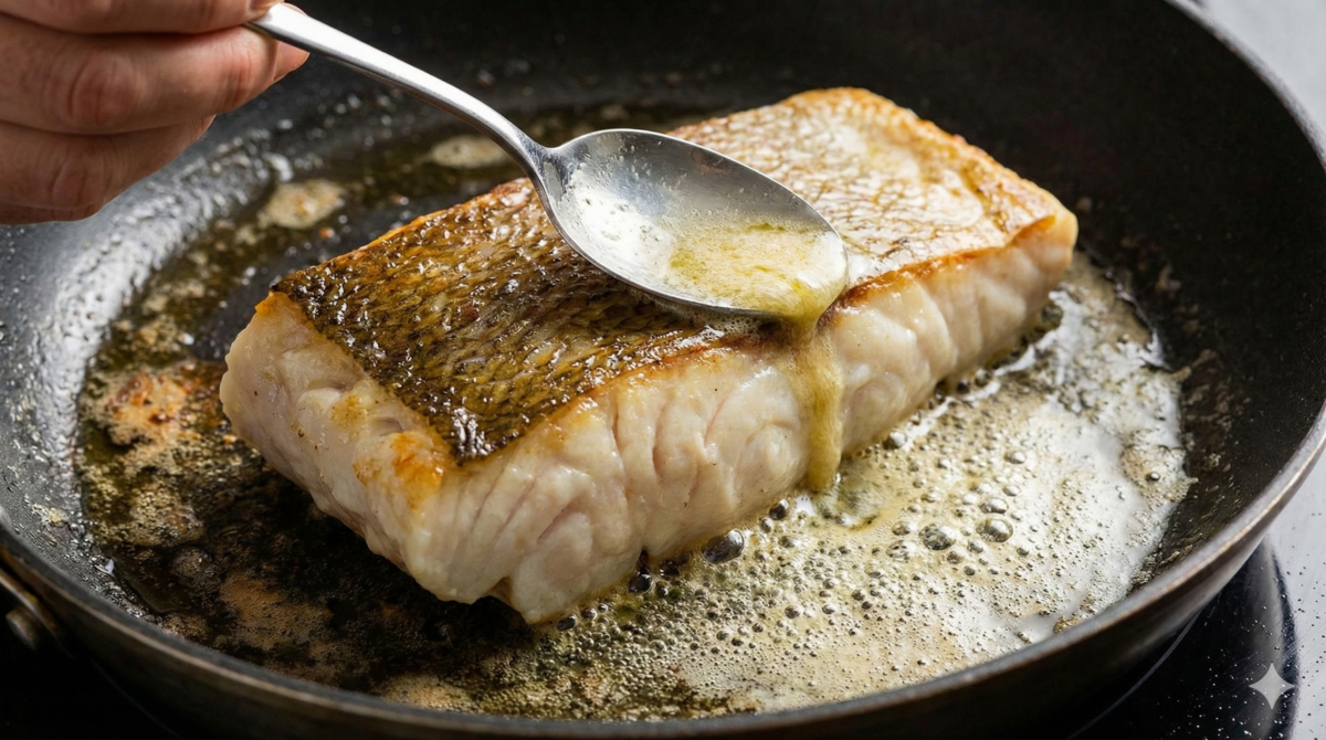 Cuire le dos de cabillaud au beurre