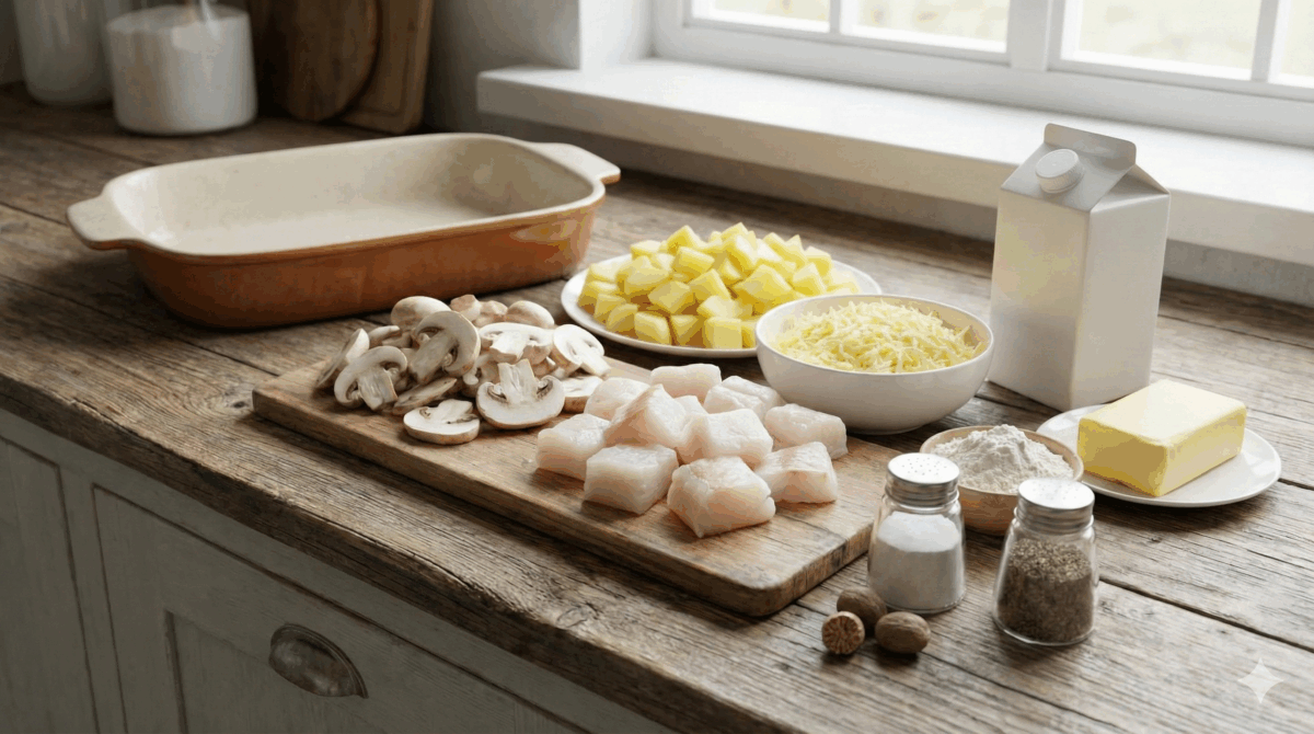 Les ingrédients du gratin de poisson