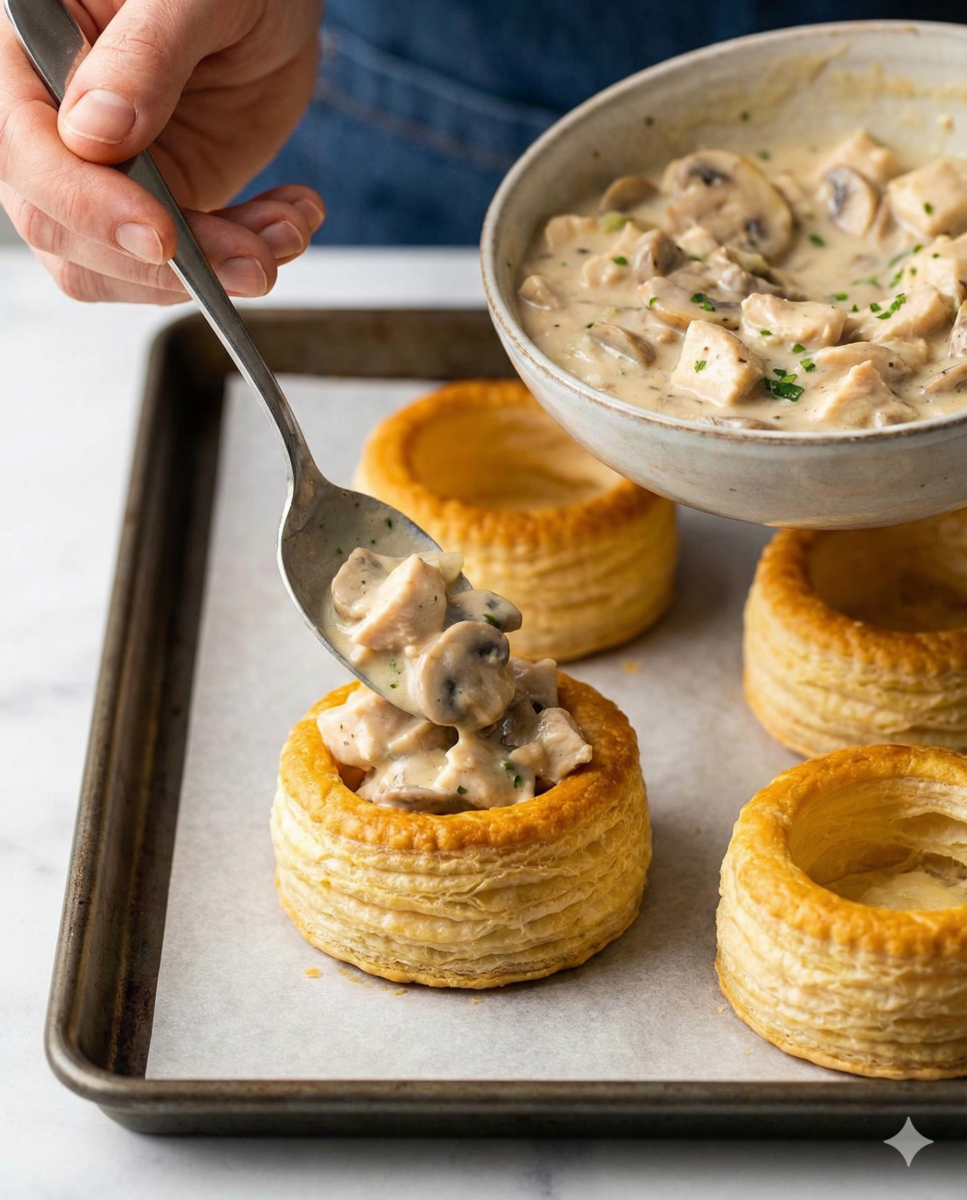 Garnir les bouchées feuilletées