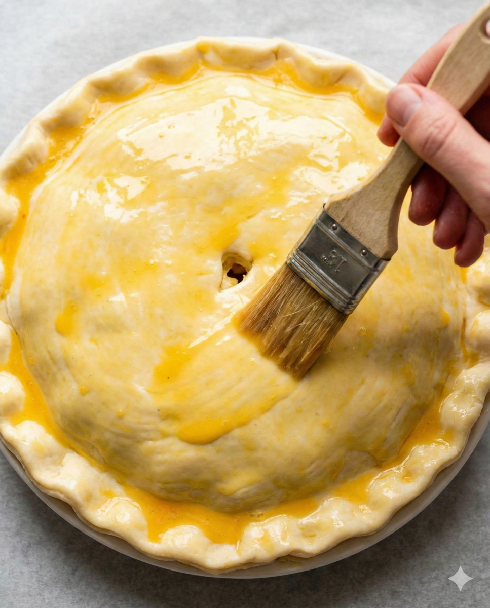 Badigeonnez le dessus avec le jaune d’œuf pour obtenir un feuilletage bien doré