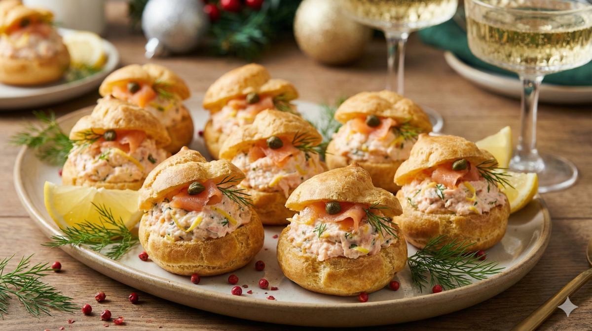 Les petits choux saumon et citron avec crème au raifort qui disparaissent en 2 minutes à l’apéro