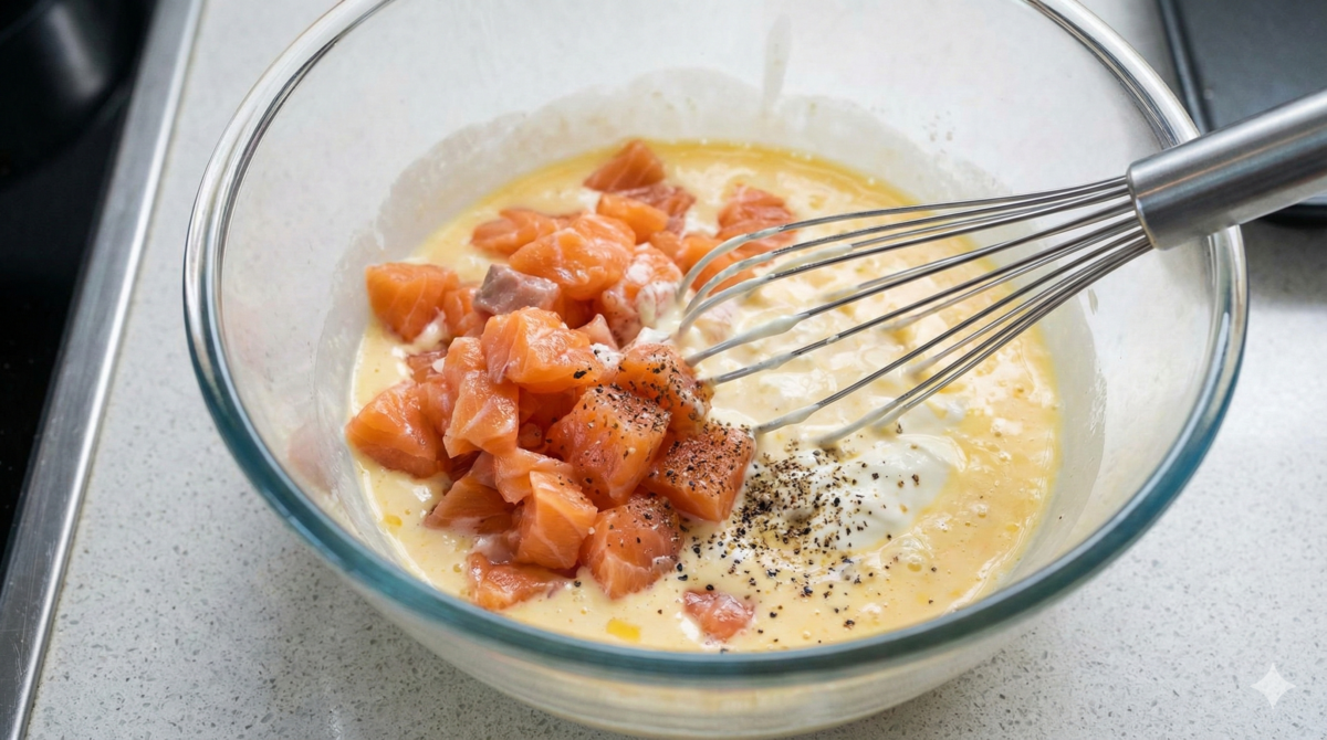 Préparer la farce au saumon