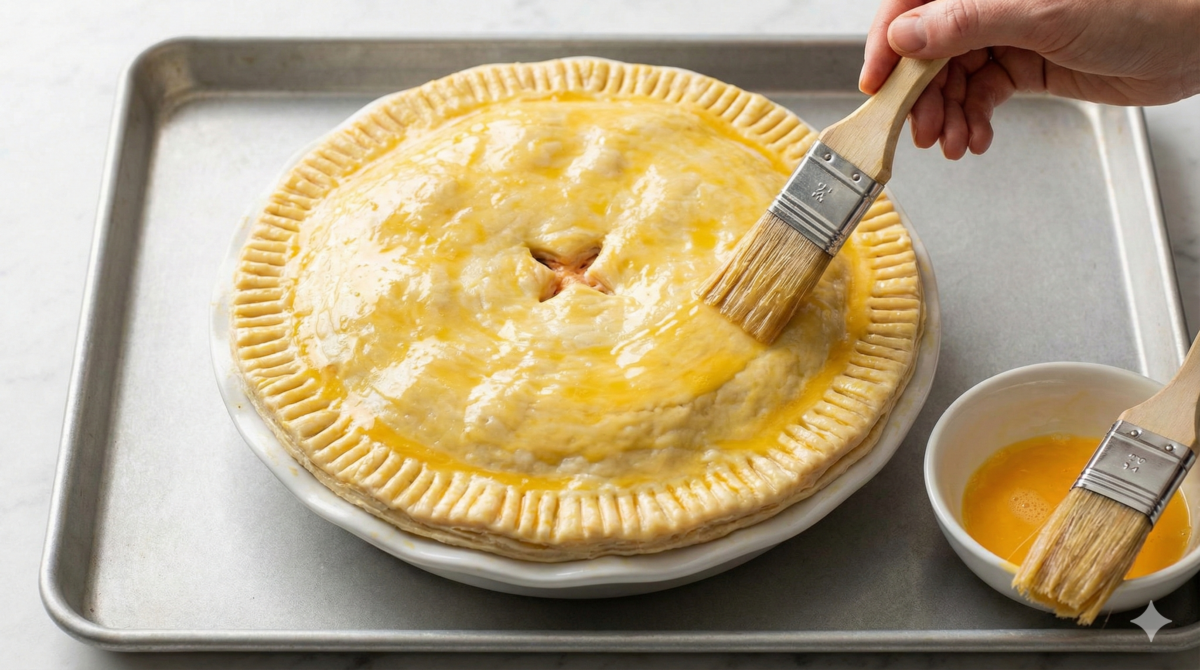 Dorer et cuire la tourte