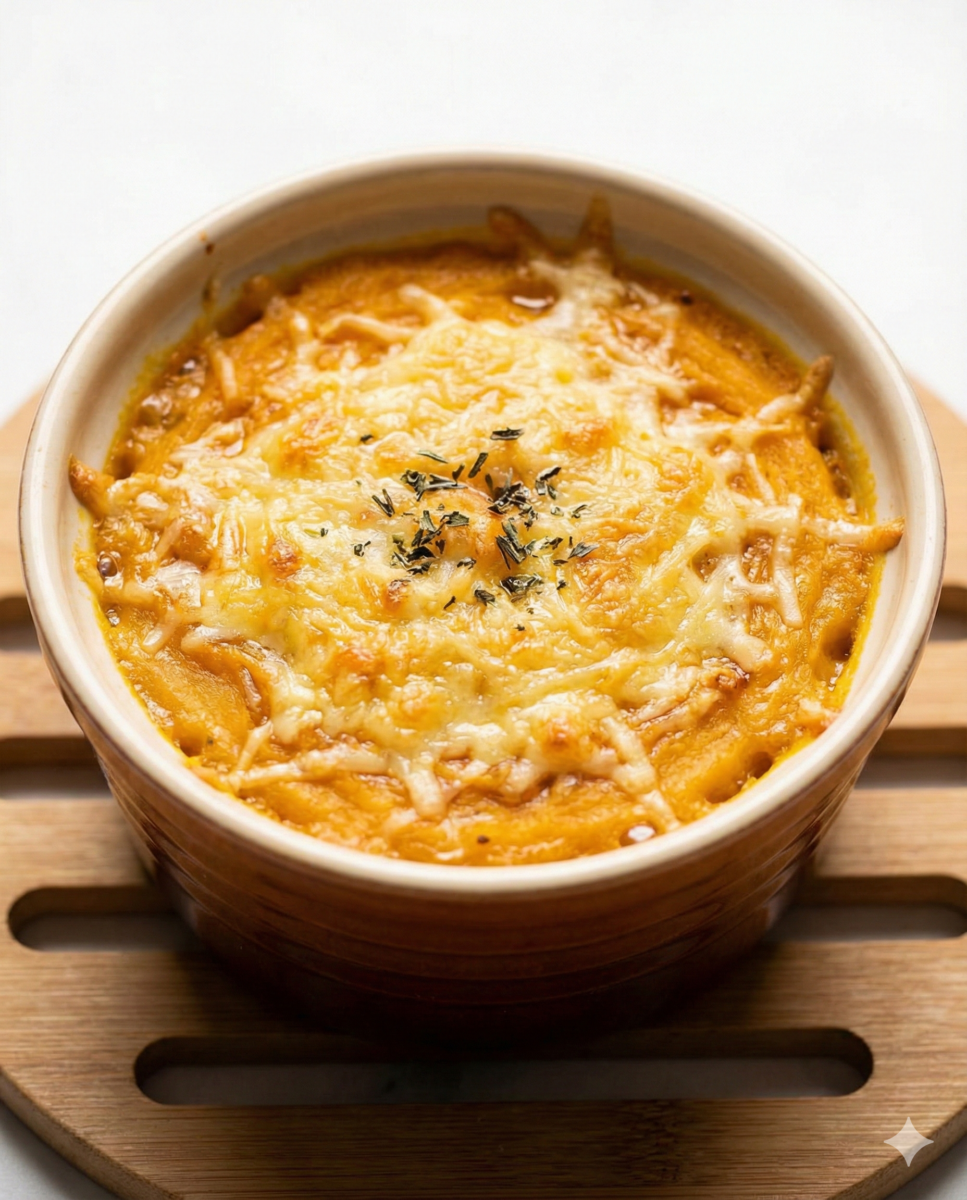 reste de purée de butternut transformé en un délicieux gratin individuel, doré au four