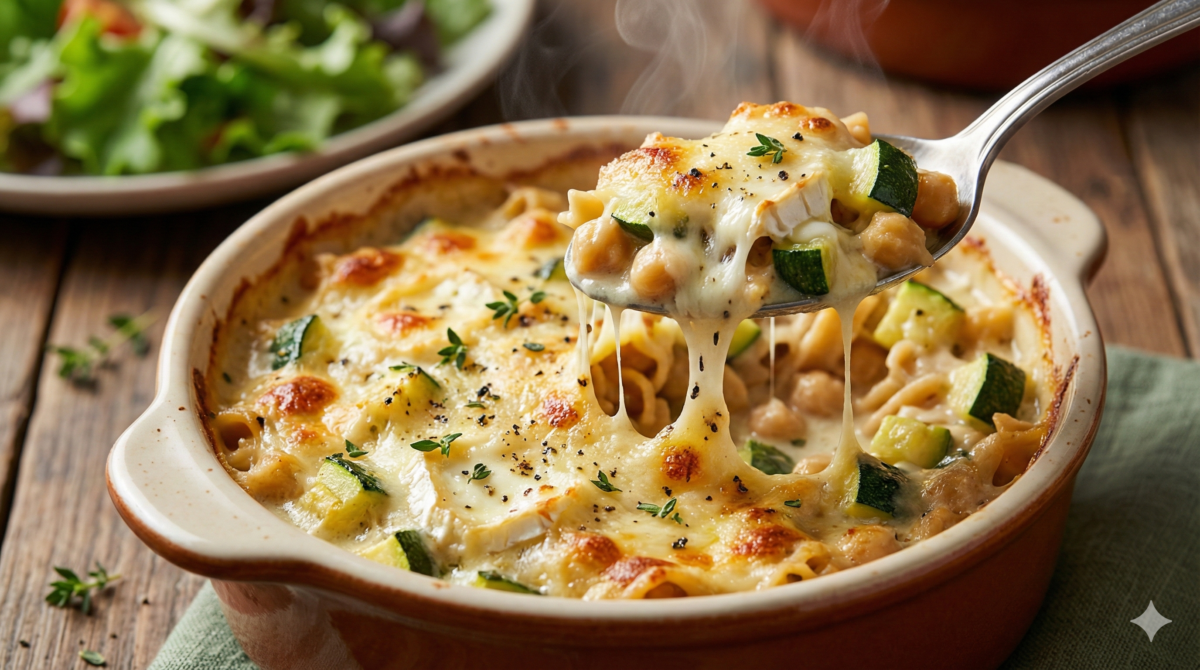 Oubliez le gratin de pâtes classique : cette version aux courgettes et chèvre frais change tout