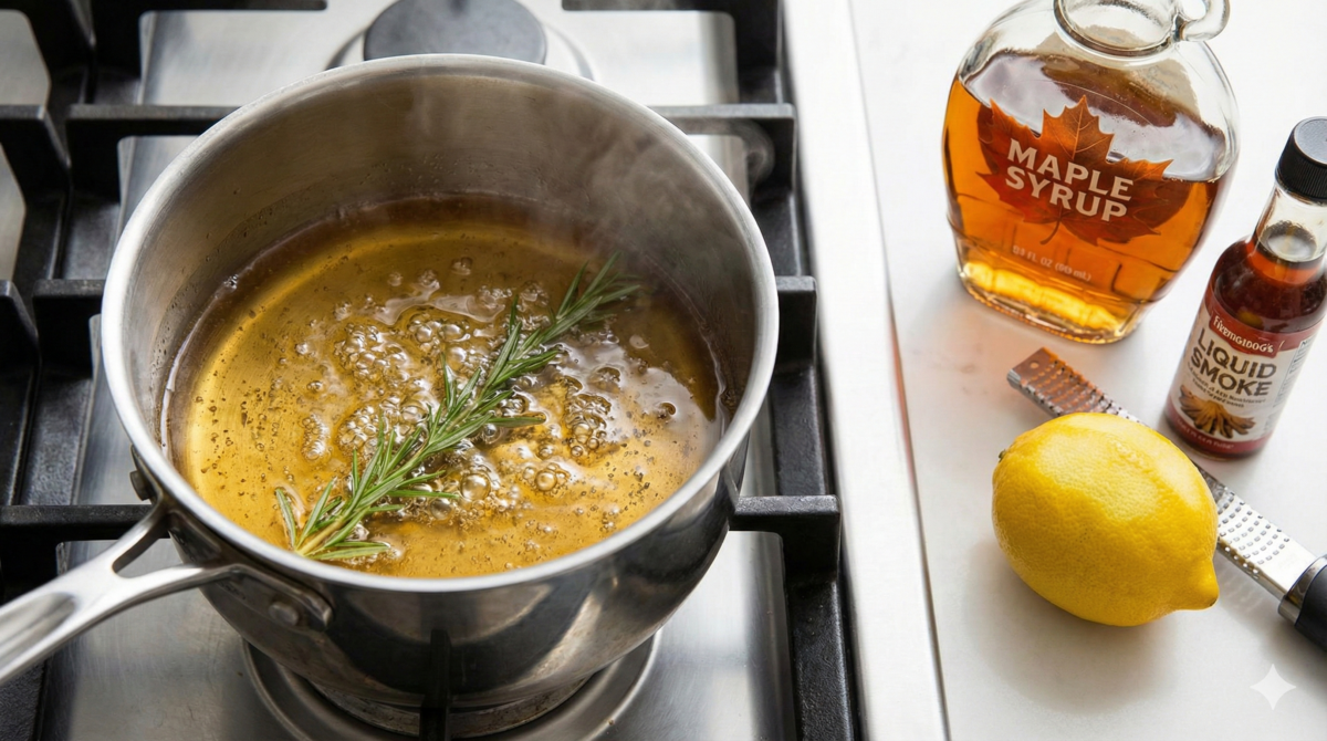 le sirop érable–romarin fumé