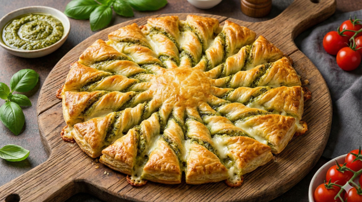 Soleil feuilleté pesto-mozza