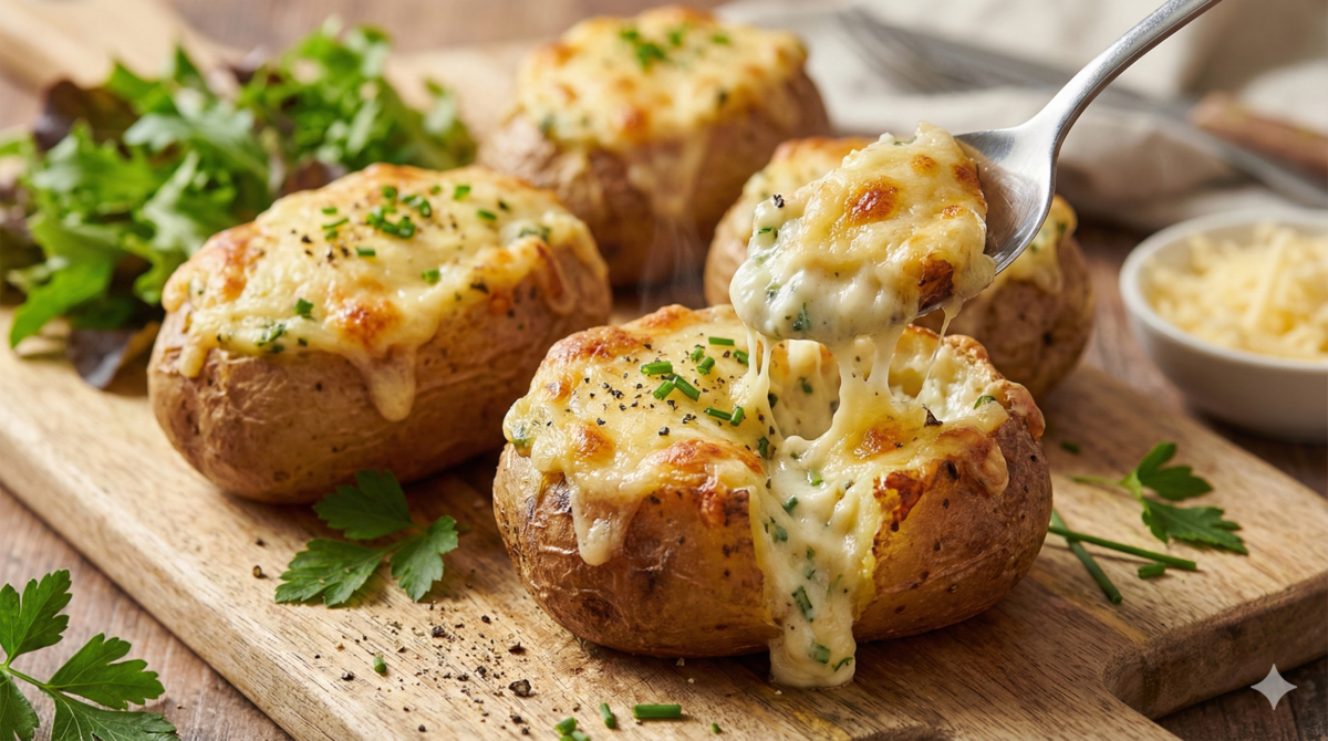 Vous n’avez jamais fait un dîner aussi simple avec des pommes de terre farcies… et pourtant aussi gourmand