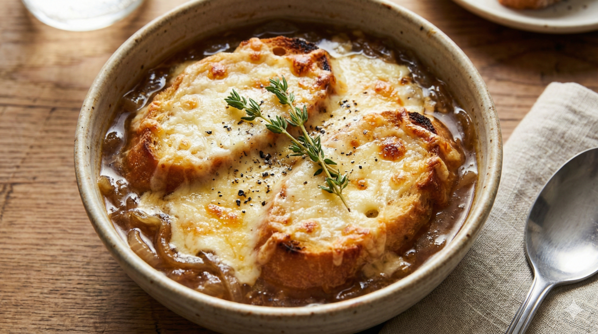 Vous n’avez jamais goûté une soupe à l’oignon aussi fondante : le classique revisité en version ultra gourmande