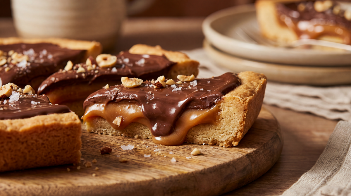 Barres sablées caramel chocolat façon biscuit gourmand