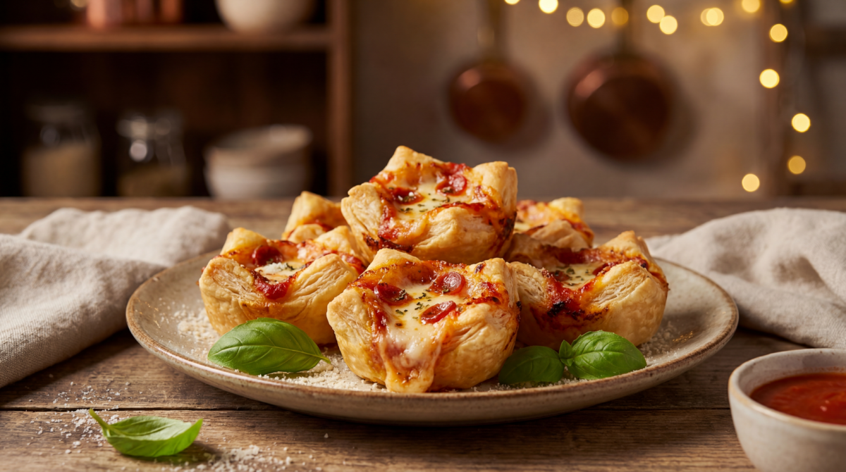 Bouchées feuilletées façon pizza prêtes en un clin d’œil