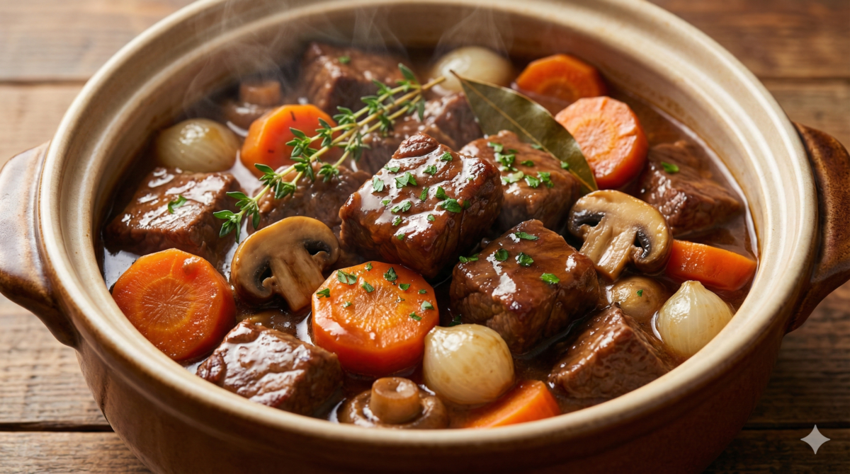 Bourguignon mijoté sans vin, tout doux après les fêtes