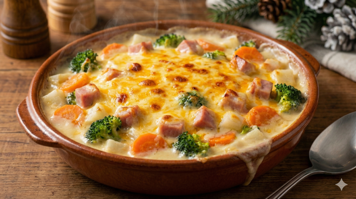 Ce gratin de légumes au jambon part toujours en premier : simple, généreux, ultra moelleux