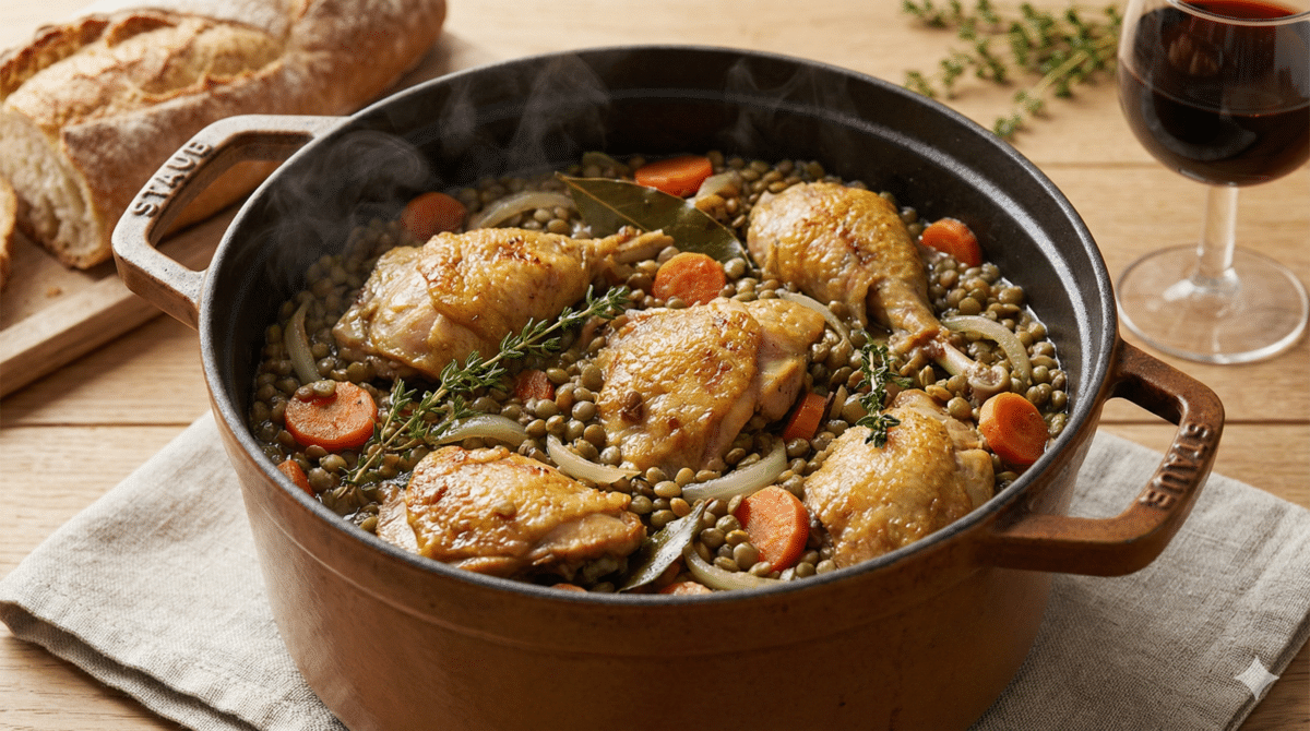 Cette pintade aux lentilles mijote en douceur et parfume la maison, le plat cosy des grands jours