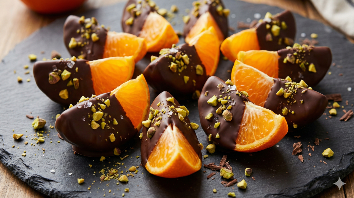 Clémentines au chocolat et pistaches, la petite bouchée qui en jette