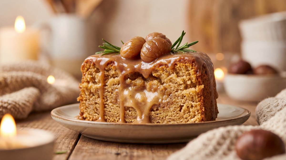 Gâteau moelleux aux marrons pour soirées d’hiver douillettes