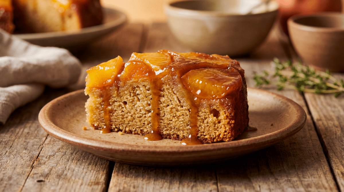 Gâteau renversé pêches et abricots caramélisés : un dessert moelleux, rapide et réconfortant à préparer toute l’année