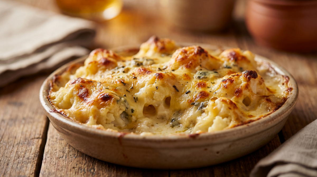 Gratin de chou-fleur au bleu prêt en un rien de temps