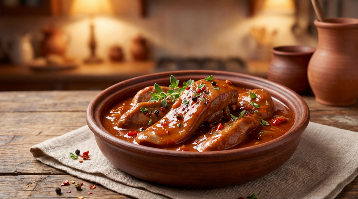 Langues de porc fondantes en sauce relevée maison