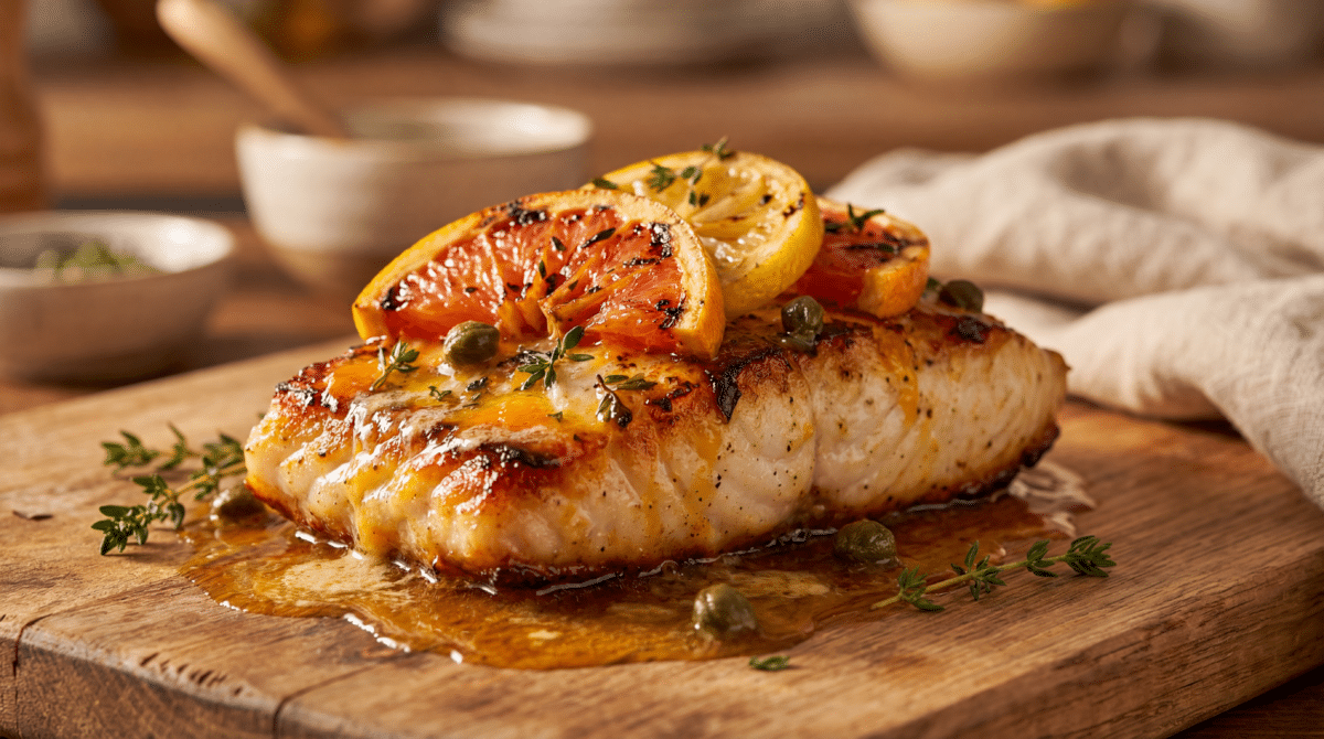 Lotte poêlée aux agrumes : un plat chic et fondant, plein de peps pour un dîner chaleureux et convivial
