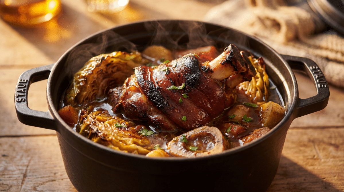 Potée de chou et jarret salé à la cocotte : une cuisson lente qui réchauffe l’hiver en toute convivialité
