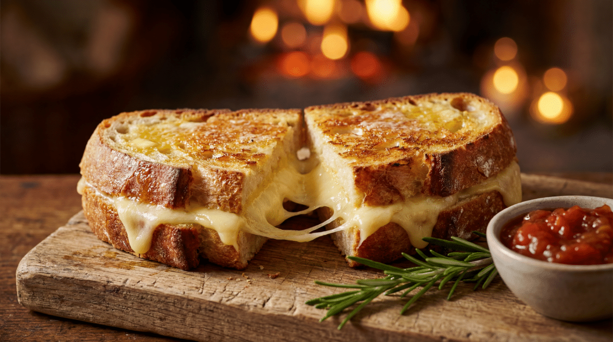 Sandwich rustique au fromage coulant pour soirées froides