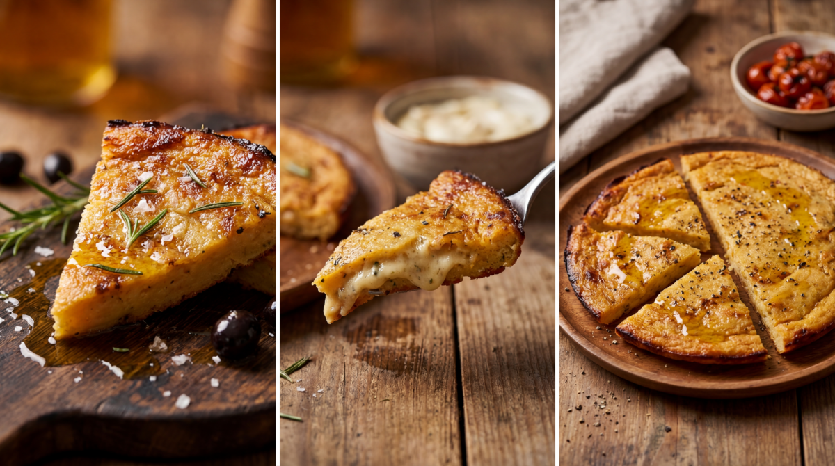 Socca dorée de Gênes maison, simple et réconfortante