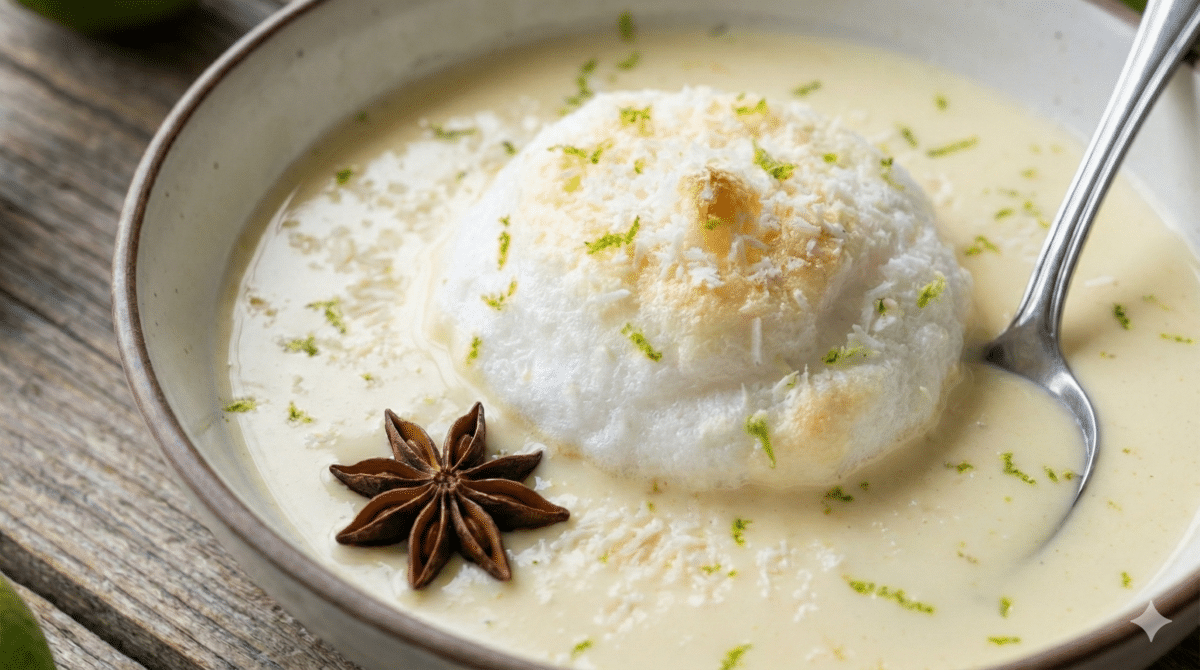 Aérienne, crémeuse, lumineuse : l’île flottante coco–citron vert qui réveille un grand classique