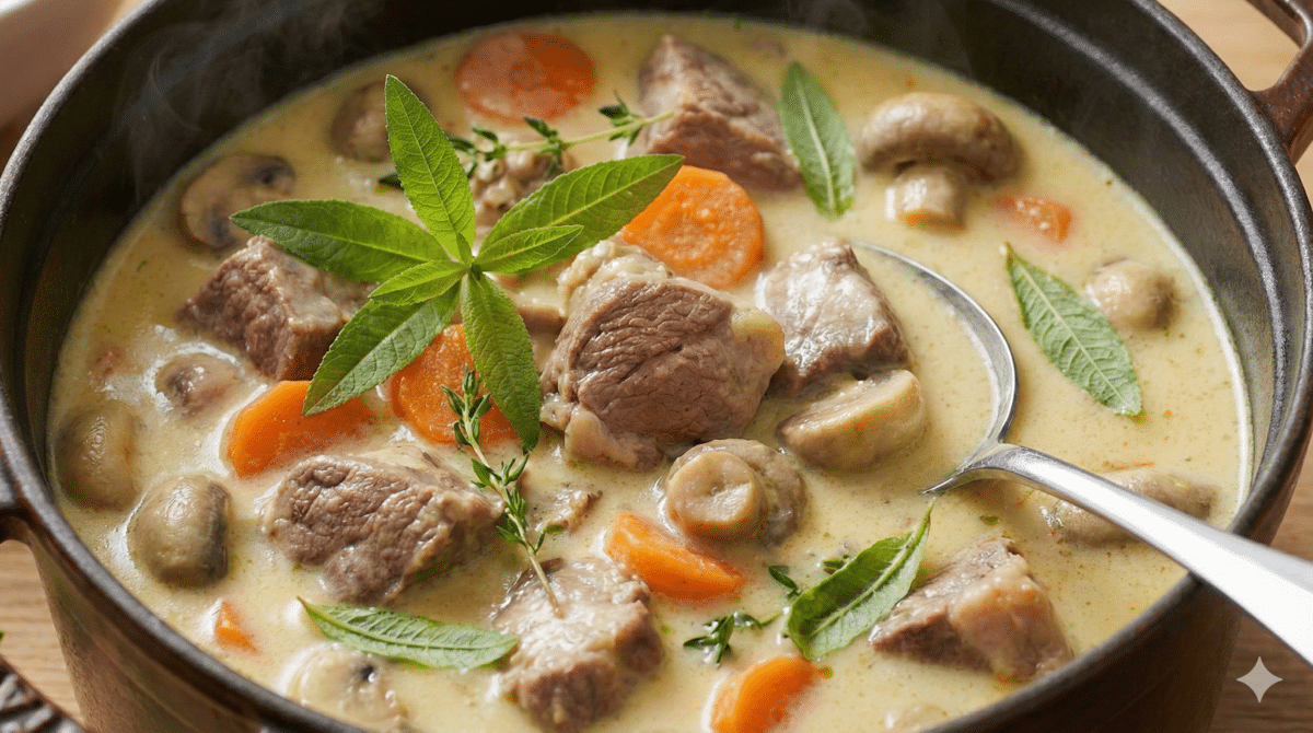 Blanquette de veau à la verveine : la sauce veloutée qui rend un dîner à deux vraiment spécial