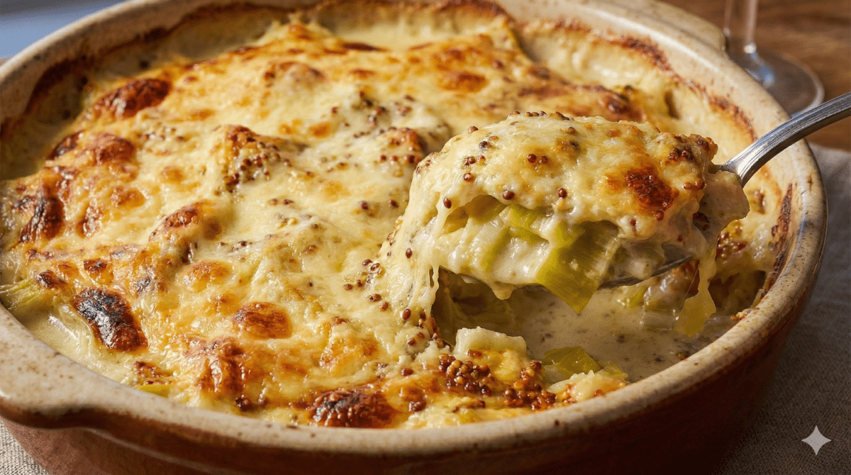 gratin de poireaux crémeux, gratiné, inratable