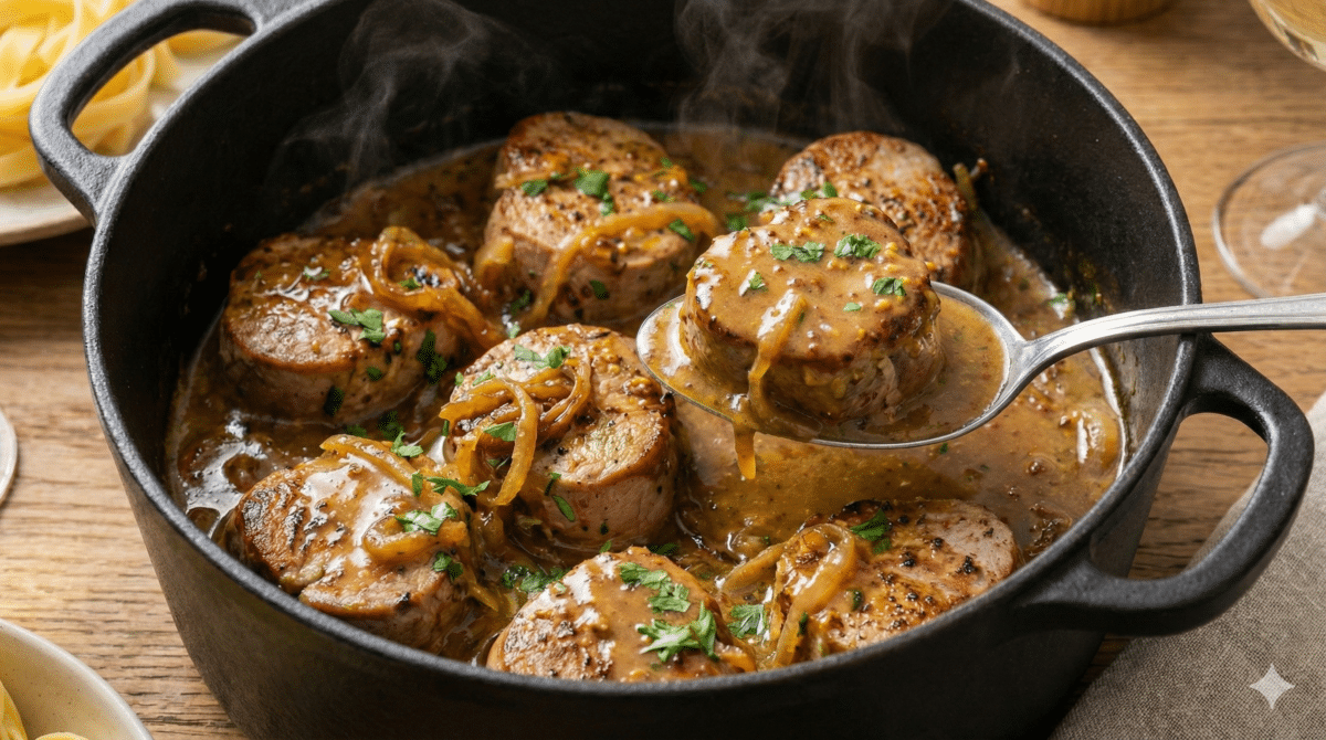 Filet mignon de porc sauce moutarde : la sauce crémeuse qui fait oublier le dîner vite fait