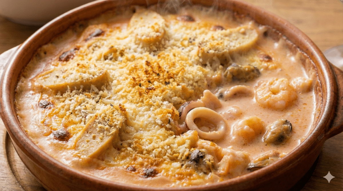 Gratin de fruits de mer : la béchamel à la tomate qui enrobe tout et fait un plat réconfortant sans effort