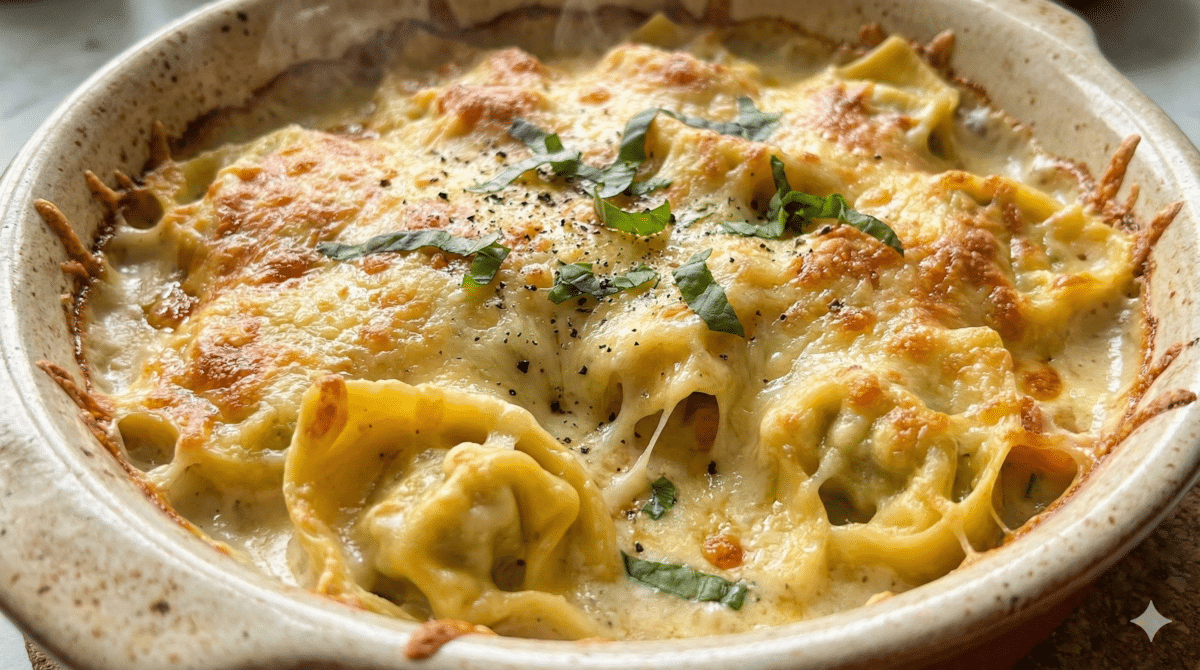 Gratin de tortelloni au parmesan : une recette fondante et crémeuse pour réchauffer vos soirées d’hiver